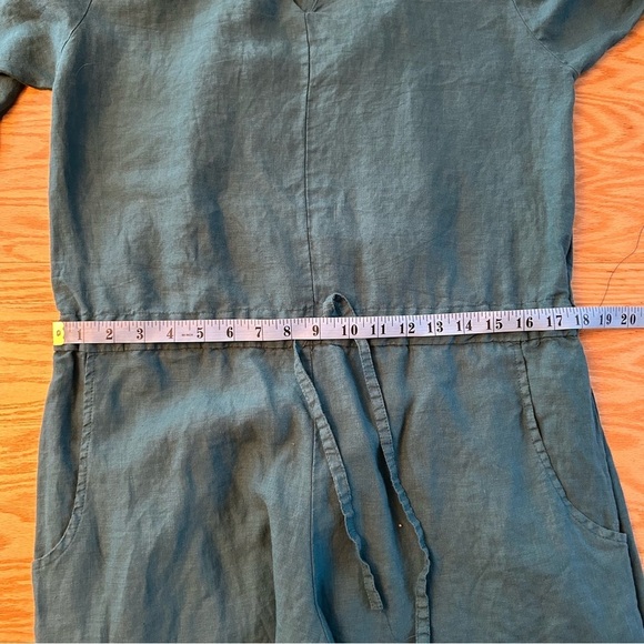 Bryn Walker Linen Blue Team Cinched Waist Crop Wide Leg Jumpsuit Small - Picture 12 of 15